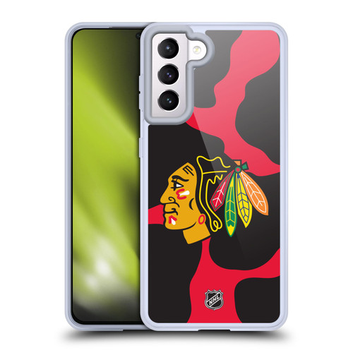 NHL Chicago Blackhawks Cow Pattern Soft Gel Case for Samsung Galaxy S21 5G & MagSafe