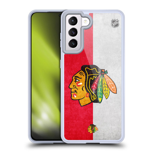 NHL Chicago Blackhawks Half Distressed Soft Gel Case for Samsung Galaxy S21 5G & MagSafe