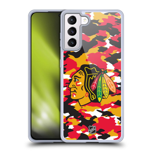 NHL Chicago Blackhawks Camouflage Soft Gel Case for Samsung Galaxy S21+ 5G & MagSafe