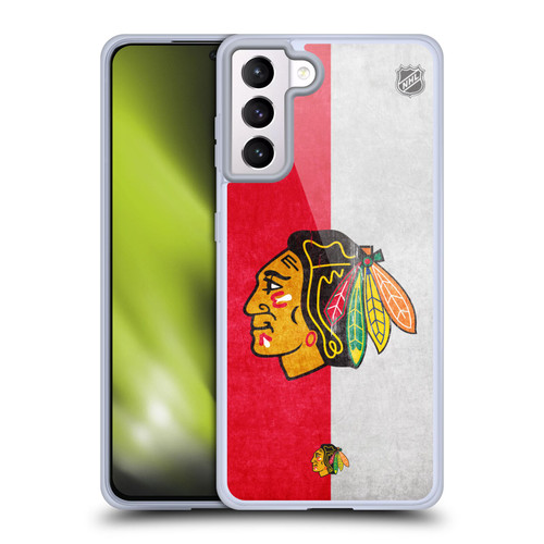 NHL Chicago Blackhawks Half Distressed Soft Gel Case for Samsung Galaxy S21+ 5G & MagSafe