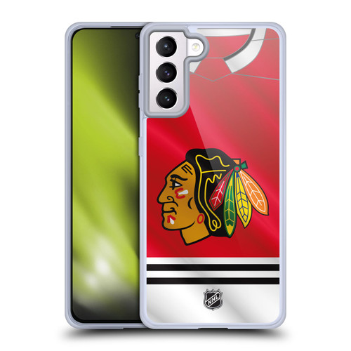 NHL Chicago Blackhawks Jersey Soft Gel Case for Samsung Galaxy S21+ 5G & MagSafe