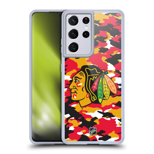 NHL Chicago Blackhawks Camouflage Soft Gel Case for Samsung Galaxy S21 Ultra 5G & MagSafe