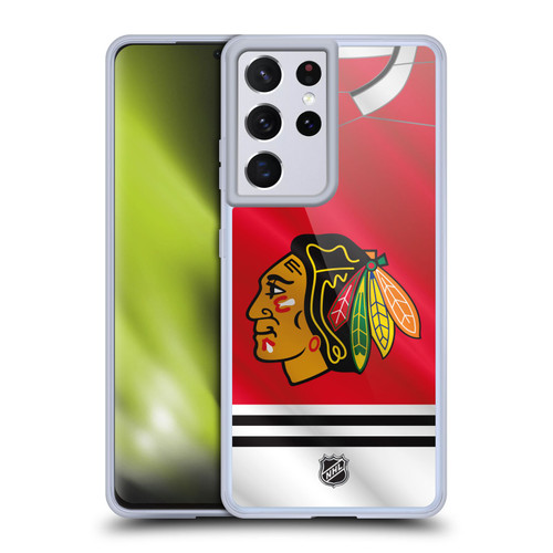 NHL Chicago Blackhawks Jersey Soft Gel Case for Samsung Galaxy S21 Ultra 5G & MagSafe