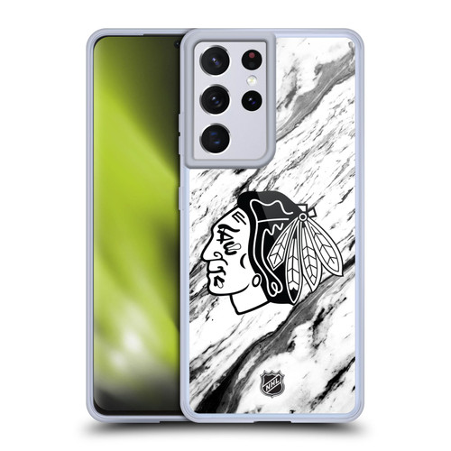 NHL Chicago Blackhawks Marble Soft Gel Case for Samsung Galaxy S21 Ultra 5G & MagSafe