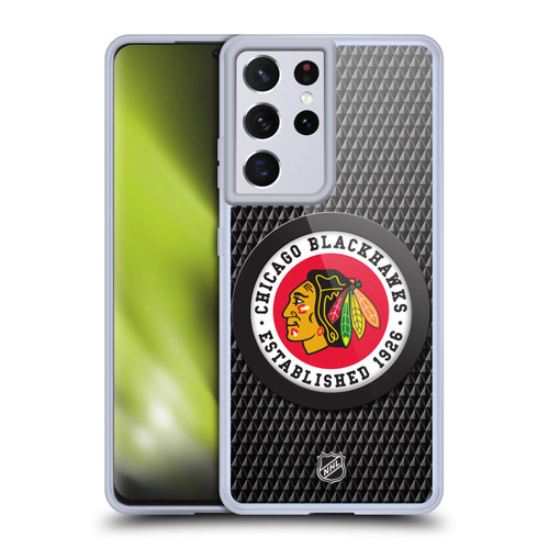 NHL Chicago Blackhawks Puck Texture Soft Gel Case for Samsung Galaxy S21 Ultra 5G & MagSafe