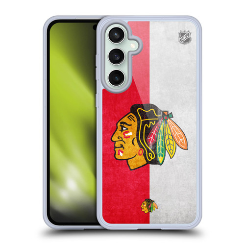 NHL Chicago Blackhawks Half Distressed Soft Gel Case for Samsung Galaxy S23 FE 5G & MagSafe