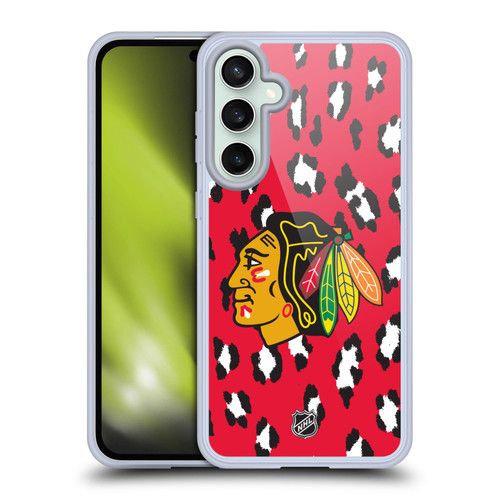 NHL Chicago Blackhawks Leopard Patten Soft Gel Case for Samsung Galaxy S23 FE 5G & MagSafe