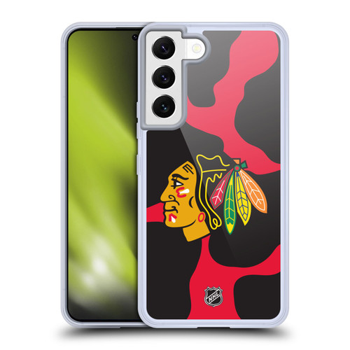 NHL Chicago Blackhawks Cow Pattern Soft Gel Case for Samsung Galaxy S22 5G & MagSafe