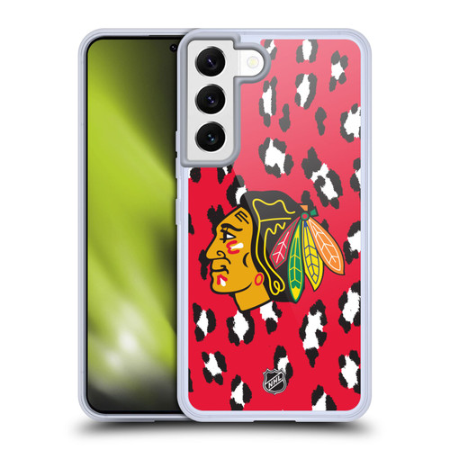 NHL Chicago Blackhawks Leopard Patten Soft Gel Case for Samsung Galaxy S22 5G & MagSafe