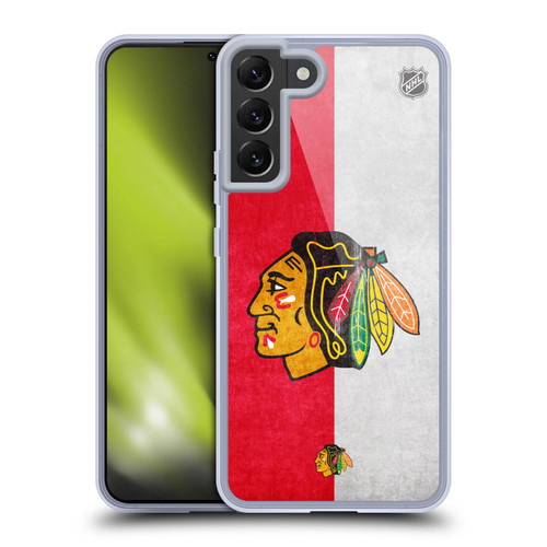 NHL Chicago Blackhawks Half Distressed Soft Gel Case for Samsung Galaxy S22+ 5G & MagSafe