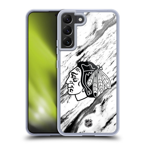 NHL Chicago Blackhawks Marble Soft Gel Case for Samsung Galaxy S22+ 5G & MagSafe