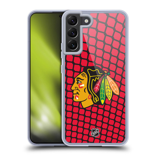 NHL Chicago Blackhawks Net Pattern Soft Gel Case for Samsung Galaxy S22+ 5G & MagSafe