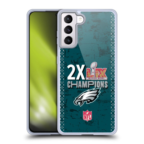 NFL 2025 Super Bowl LIX Champions Eagles 2X Champions Soft Gel Case for Samsung Galaxy S21+ 5G & MagSafe
