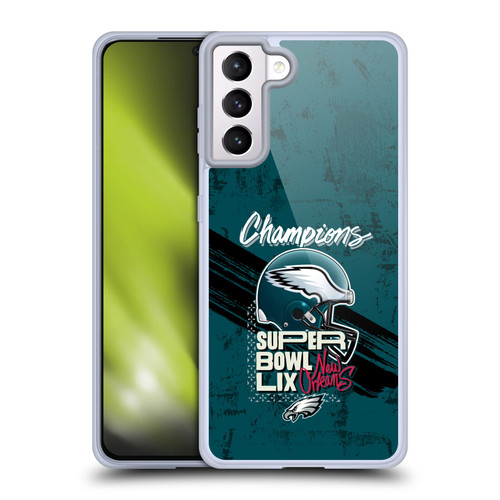 NFL 2025 Super Bowl LIX Champions Eagles Helmet Soft Gel Case for Samsung Galaxy S21+ 5G & MagSafe