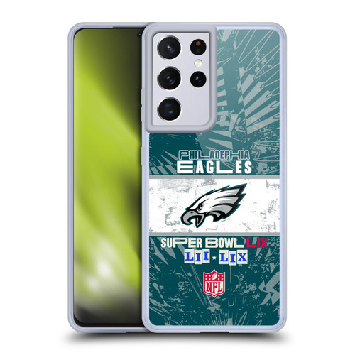 NFL 2025 Super Bowl LIX Champions Eagles All Wins Soft Gel Case for Samsung Galaxy S21 Ultra 5G & MagSafe