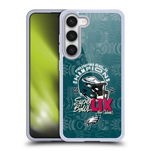 NFL 2025 Super Bowl LIX Champions Eagles Helmet With Pattern Soft Gel Case for Samsung Galaxy S23 5G & MagSafe