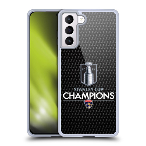 NHL 2024 Stanley Cup Champions Florida Panthers Puck Pattern Soft Gel Case for Samsung Galaxy S21+ 5G & MagSafe