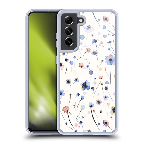 Ninola Floral Blue Soft Soft Gel Case for Samsung Galaxy S21 FE 5G & MagSafe