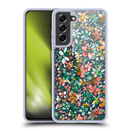 Ninola Floral Colourful Petals Green Soft Gel Case for Samsung Galaxy S21 FE 5G & MagSafe