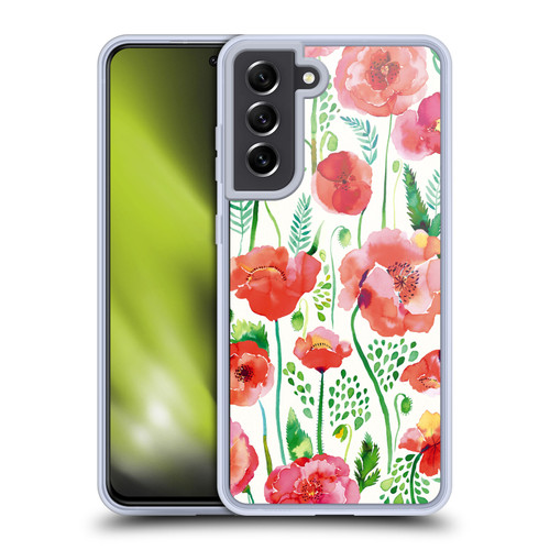 Ninola Floral Red Soft Gel Case for Samsung Galaxy S21 FE 5G & MagSafe