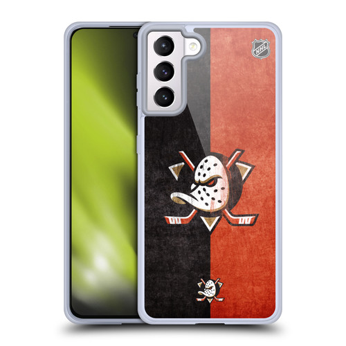 NHL Anaheim Ducks Half Distressed Soft Gel Case for Samsung Galaxy S21+ 5G & MagSafe