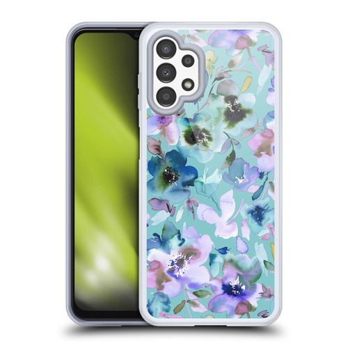 Ninola Abstract Nature Flowers Indigo Turquoise Floral Soft Gel Case for Samsung Galaxy A13 (2022)