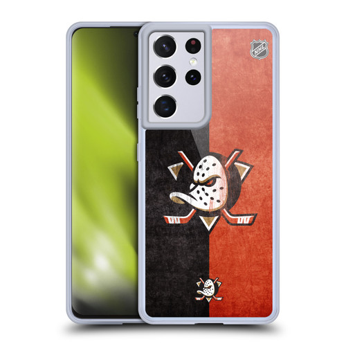 NHL Anaheim Ducks Half Distressed Soft Gel Case for Samsung Galaxy S21 Ultra 5G & MagSafe
