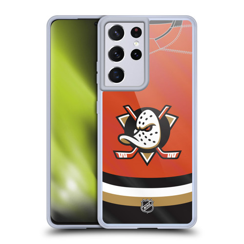 NHL Anaheim Ducks Jersey Soft Gel Case for Samsung Galaxy S21 Ultra 5G & MagSafe