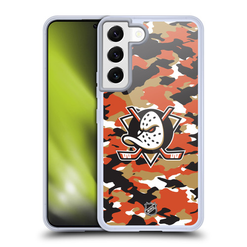NHL Anaheim Ducks Camouflage Soft Gel Case for Samsung Galaxy S22 5G & MagSafe