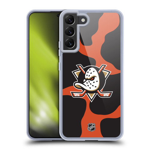 NHL Anaheim Ducks Cow Pattern Soft Gel Case for Samsung Galaxy S22+ 5G & MagSafe