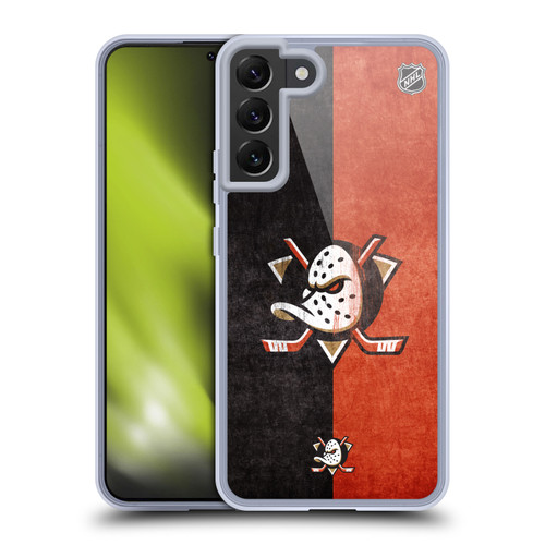 NHL Anaheim Ducks Half Distressed Soft Gel Case for Samsung Galaxy S22+ 5G & MagSafe