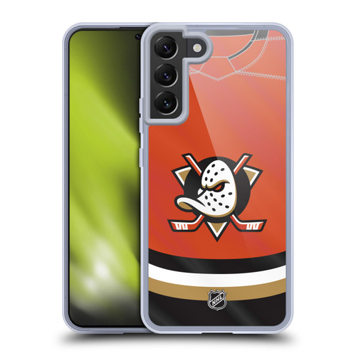 NHL Anaheim Ducks Jersey Soft Gel Case for Samsung Galaxy S22+ 5G & MagSafe