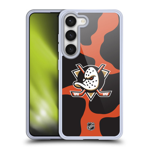 NHL Anaheim Ducks Cow Pattern Soft Gel Case for Samsung Galaxy S23 5G & MagSafe
