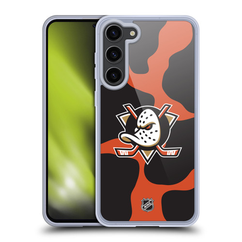 NHL Anaheim Ducks Cow Pattern Soft Gel Case for Samsung Galaxy S23+ 5G & MagSafe