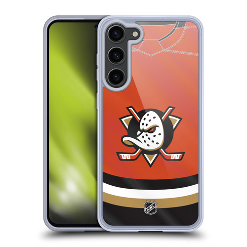 NHL Anaheim Ducks Jersey Soft Gel Case for Samsung Galaxy S23+ 5G & MagSafe
