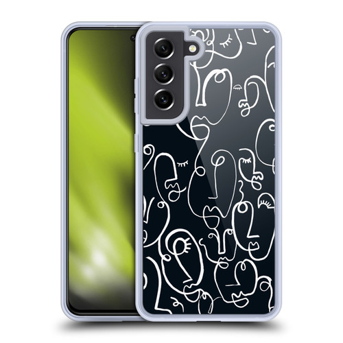 Ninola Freeform Patterns Faces Lineart Soft Gel Case for Samsung Galaxy S21 FE 5G & MagSafe