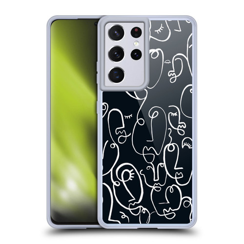 Ninola Freeform Patterns Faces Lineart Soft Gel Case for Samsung Galaxy S21 Ultra 5G & MagSafe