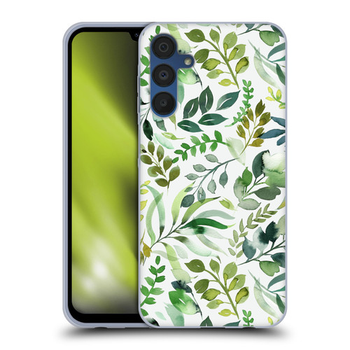 Ninola Botanical Patterns Watercolor Green Leaves Soft Gel Case for Samsung Galaxy A15 & MagSafe