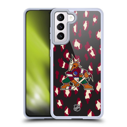 NHL Arizona Coyotes Leopard Pattern Soft Gel Case for Samsung Galaxy S21 5G & MagSafe