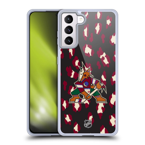 NHL Arizona Coyotes Leopard Pattern Soft Gel Case for Samsung Galaxy S21+ 5G & MagSafe