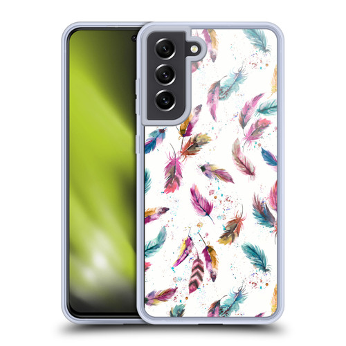 Ninola Mix Patterns Muticolored Feathers Soft Gel Case for Samsung Galaxy S21 FE 5G & MagSafe