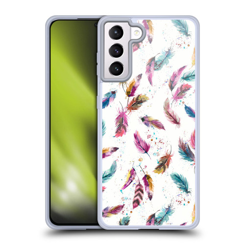 Ninola Mix Patterns Muticolored Feathers Soft Gel Case for Samsung Galaxy S21+ 5G & MagSafe