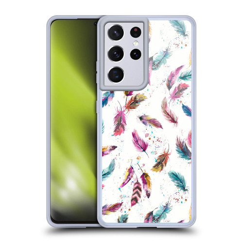 Ninola Mix Patterns Muticolored Feathers Soft Gel Case for Samsung Galaxy S21 Ultra 5G & MagSafe