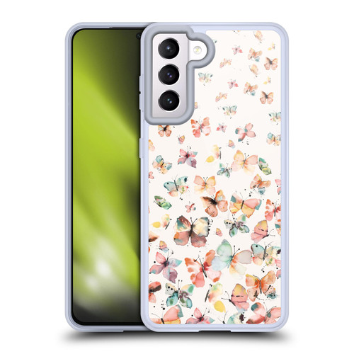 Ninola Mix Patterns Watercolor Butterflies Soft Gel Case for Samsung Galaxy S21 5G & MagSafe