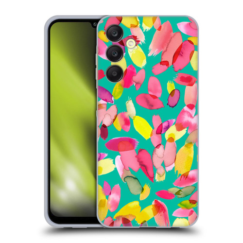 Ninola Watercolor Prints Teal Flower Petals Soft Gel Case for Samsung Galaxy A25 5G