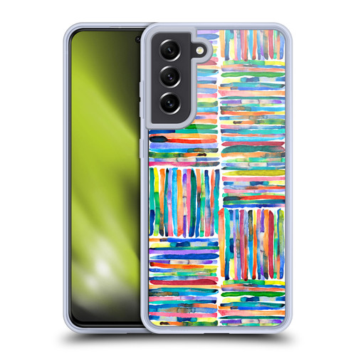 Ninola Patterns 4 Handpainted Stripes Multi Soft Gel Case for Samsung Galaxy S21 FE 5G & MagSafe