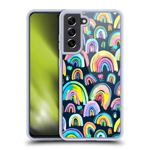 Ninola Patterns 4 New Rainbows Navy Multi Soft Gel Case for Samsung Galaxy S21 FE 5G & MagSafe
