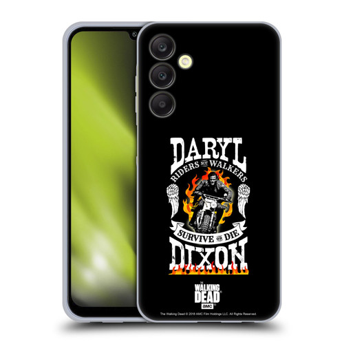 AMC The Walking Dead Daryl Dixon Biker Art Motorcycle Flames Soft Gel Case for Samsung Galaxy A25 5G