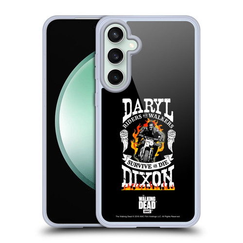 AMC The Walking Dead Daryl Dixon Biker Art Motorcycle Flames Soft Gel Case for Samsung Galaxy S23 FE 5G & MagSafe
