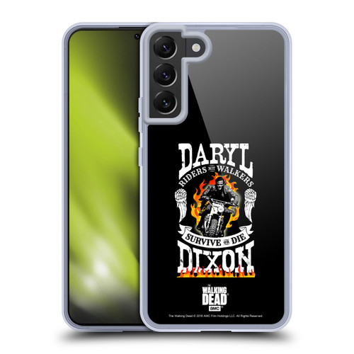 AMC The Walking Dead Daryl Dixon Biker Art Motorcycle Flames Soft Gel Case for Samsung Galaxy S22+ 5G & MagSafe